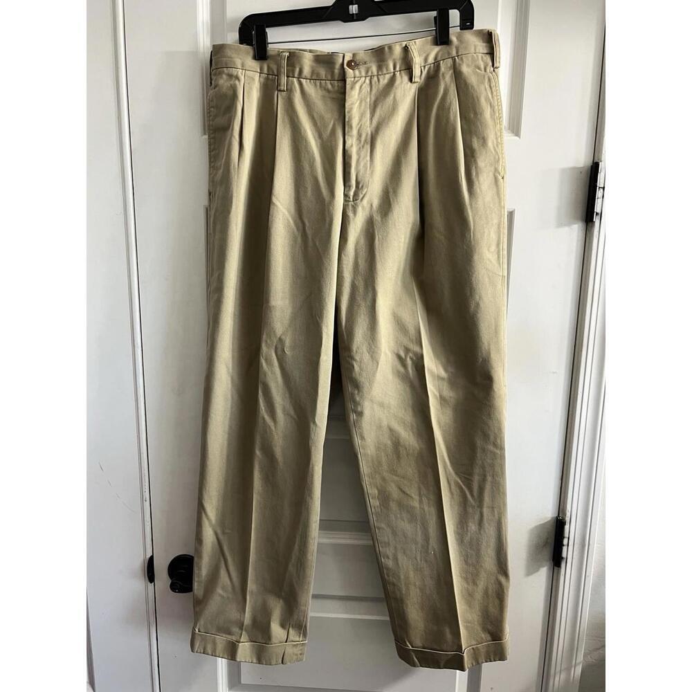 Vintage 90s Abercrombie & Fitch Pants Men’s 36x30 Khaki Pleated Cuffed Pants